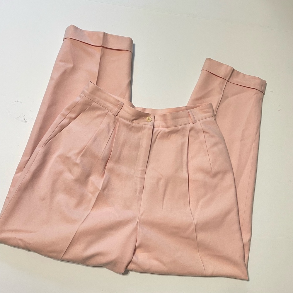 vintage talbots womens pants size 14P pink pleated front wool blend